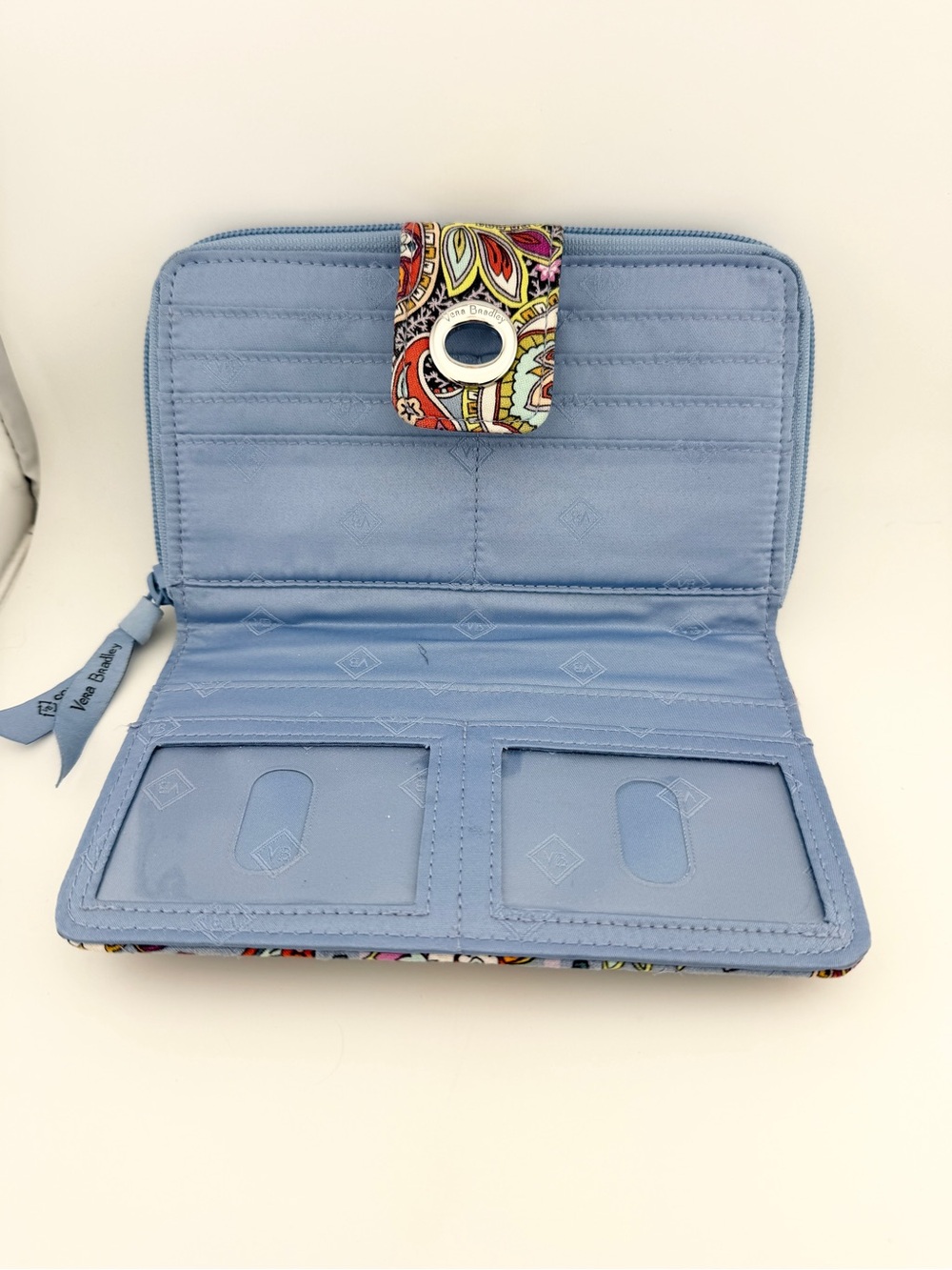 Vera Bradley Light Blue Paisley Zip Wallet - Picture 4 of 13